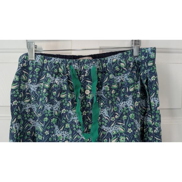 J. Crew Cotton Poplin Pajamas Fauna Floral Blue Leopard - Picture 10 of 13